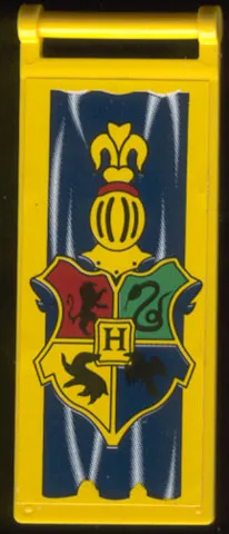 Flag 7 x 3 with Bar Handle with HP Hogwarts Crest Pattern (Sticker) - Set 4733