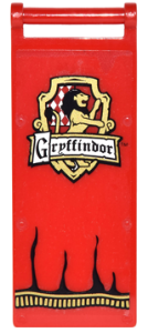 Flag 7 x 3 with Bar Handle with 'Gryffindor' and Lion In Shield Pattern (Sticker) - Set 4842