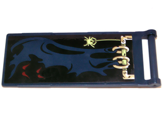 Flag 7 x 3 with Bar Handle with Dark Blue Cloth Hung on Yellowish Green Frame, Spider and Dark Red Eyes Pattern (Sticker) - Set 70732