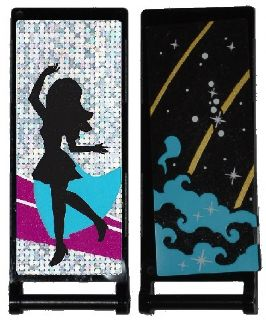 Flag 7 x 3 with Bar Handle with Medium Azure Smoke, Stars and Gold Stripes / Black Female Dancer Silhouette Type 2 Pattern (Stickers) - Set 41105