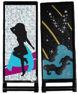 Flag 7 x 3 with Bar Handle with Medium Azure Smoke, Stars and Gold Stripes / Black Female Dancer Silhouette Type 3 Pattern (Stickers) - Set 41105