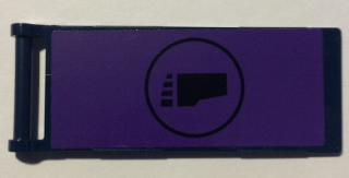 Flag 7 x 3 with Bar Handle with Foot in Black Circle on Dark Purple Background Pattern (Sticker) - Set 79122