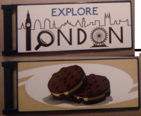 Flag 7 x 3 with Bar Handle with 'EXPLORE LONDON' / Biscuits Pattern Model Left Side (Stickers) - Set 10258