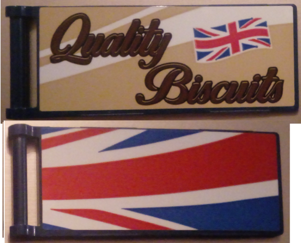 Flag 7 x 3 with Bar Handle with 'Quality Biscuits' / Partial United Kingdom Flag (Union Jack) Pattern Model Back Left Side (Stickers) - Set 10258