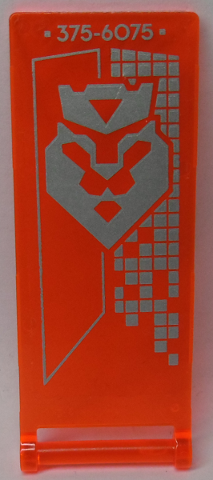 Flag 7 x 3 with Bar Handle with Silver '375-6075' and Lion Head with Crown Pattern Model Left Side (Sticker) - Set 70317