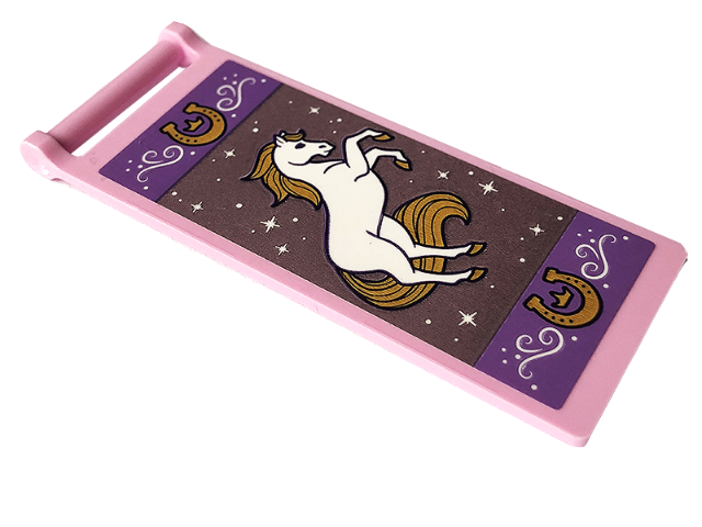 Flag 7 x 3 with Bar Handle with White Horse and Gold Horseshoes and Crowns Pattern Model Right Side (Sticker) - Set 43195