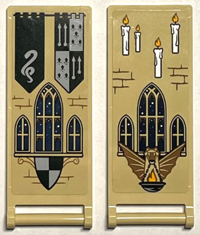 Flag 7 x 3 with Bar Handle with Slytherin Banners, Shield, Windows, Bricks and 4 Candles Pattern (Stickers) - Set 76399