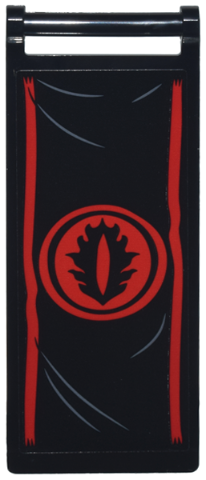 Flag 7 x 3 with Bar Handle with Banner with Red Stripes and Eye of Sauron in Circle Pattern (Sticker) - Set 10333