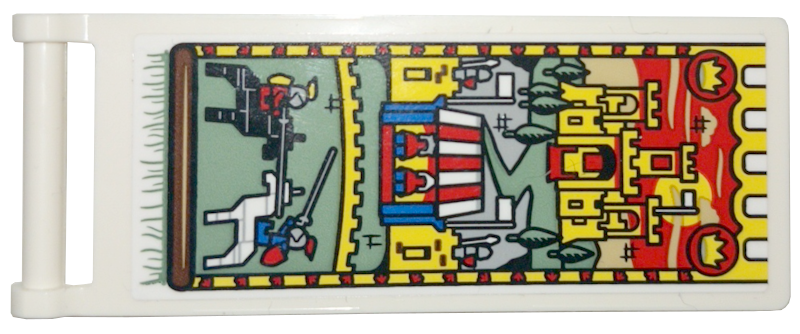 Flag 7 x 3 with Bar Handle with Tapestry with Castle Scene Pattern (Sticker) - Set 10332