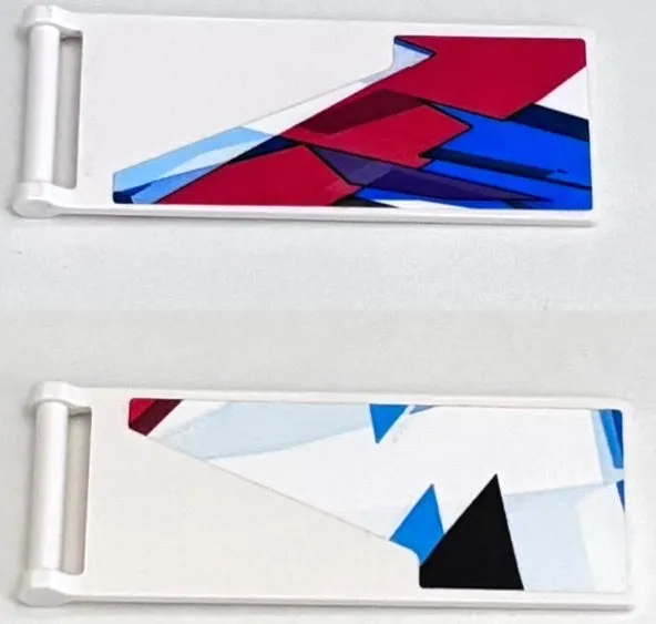 Flag 7 x 3 with Bar Handle with Black, Red, Blue and Dark Azure Triangles and Jagged Stripes Pattern on Both Sides (Stickers) - Set 76922