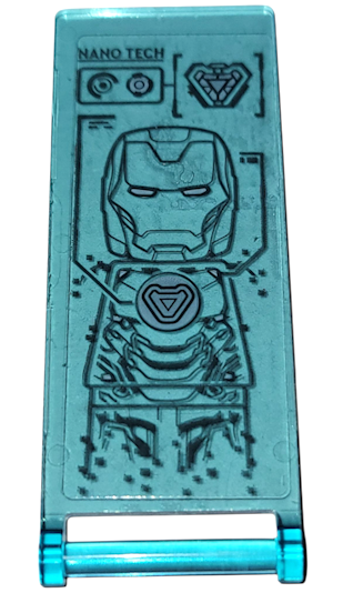 Flag 7 x 3 with Bar Handle with Digital Display Screen with Dark Bluish Gray Iron Man Suit Design and 'NANO TECH' Pattern (Sticker) - Set 76216