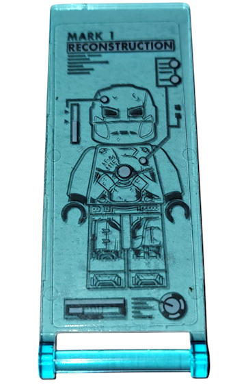 Flag 7 x 3 with Bar Handle with Digital Display Screen with Dark Bluish Gray Iron Man Suit Design and 'MARK I RECONSTRUCTION' Pattern (Sticker) - Set 76216