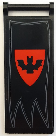 Flag 7 x 3 with Bar Handle with Banner and Bat on Red Triangular Shield Pattern (Sticker) - Set 910049