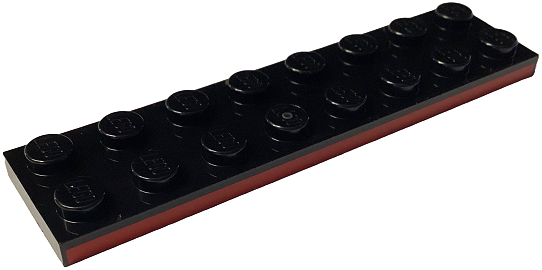 Plate 2 x 8 with Red Stripe Pattern