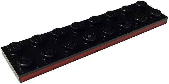 Plate 2 x 8 with Red Stripe Pattern