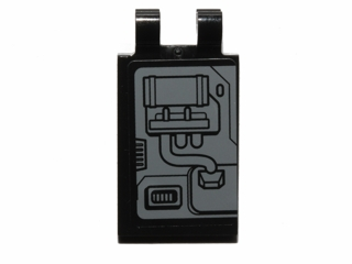 Tile, Modified 2 x 3 with 2 Clips with SW Machinery and Piping Pattern Model Right Side (Sticker) - Set 75018