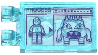 Tile, Modified 2 x 3 with 2 Clips with 'PROCESS', Minifigure and Spider Bytez on Screen Pattern (Sticker) - Set 79119