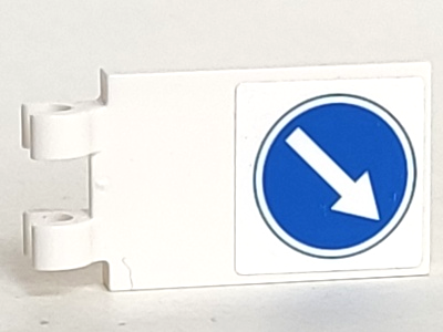 Tile, Modified 2 x 3 with 2 Clips with White Arrow in Blue Circle Pattern (Sticker) - Set 60083