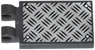 Tile, Modified 2 x 3 with 2 Clips with Silver Tread Plate and 4 Rivets Pattern (Sticker) - Set 60082