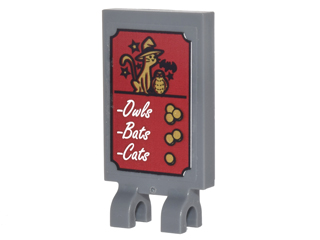 Tile, Modified 2 x 3 with 2 Clips with 'Owls', 'Bats' and 'Cats' Pattern (Sticker) - Set 10217