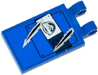 Tile, Modified 2 x 3 with 2 Clips with Hatch, Jurassic World Logo and 2 Claw Scratch Marks Pattern (Sticker) - Set 75918