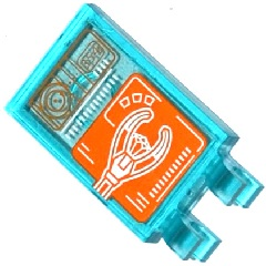 Tile, Modified 2 x 3 with 2 Clips with Staff Top on Orange Screen Pattern (Sticker) - Set 76038