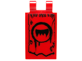 Tile, Modified 2 x 3 with 2 Clips with Tattered Flag with Black Circle and Fangs Pattern Model Left Side (Sticker) - Set 70014