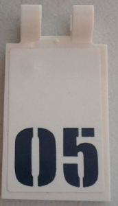 Tile, Modified 2 x 3 with 2 Clips with Dark Blue '05' Pattern (Sticker) - Set 60062