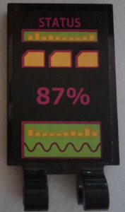 Tile, Modified 2 x 3 with 2 Clips with 'STATUS,' Monitors and '87%' Pattern (Sticker) - Set 79117