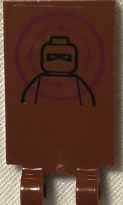Tile, Modified 2 x 3 with 2 Clips with TMNT Minifigure Head and Torso in Magenta Bull's Eye Pattern (Sticker) - Set 79117