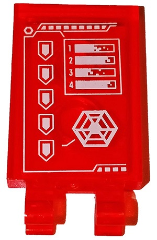 Tile, Modified 2 x 3 with 2 Clips with White Nexo Knights Control Panel Pattern (Sticker) - Set 70317