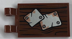 Tile, Modified 2 x 3 with 2 Clips with Worn Plates Pattern (Sticker) - Set 21310