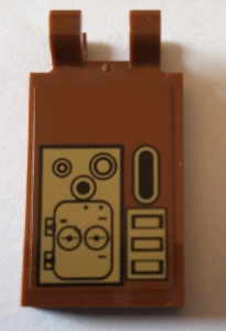 Tile, Modified 2 x 3 with 2 Clips with Gold Mechanical Pattern (Sticker) - Set 75059