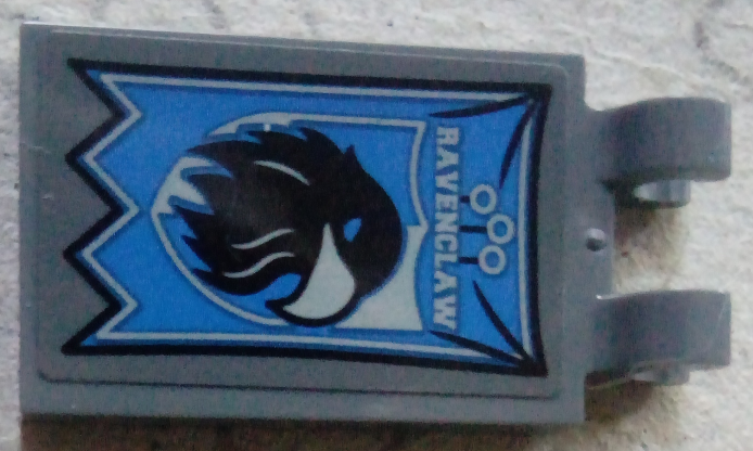 Tile, Modified 2 x 3 with 2 Clips with 'RAVENCLAW' and Bird Banner Pattern (Sticker) - Set 75956