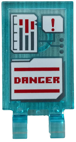 Tile, Modified 2 x 3 with 2 Clips with White Folder on Monitor and Red 'DANGER' Pattern (Sticker) - Set 76113