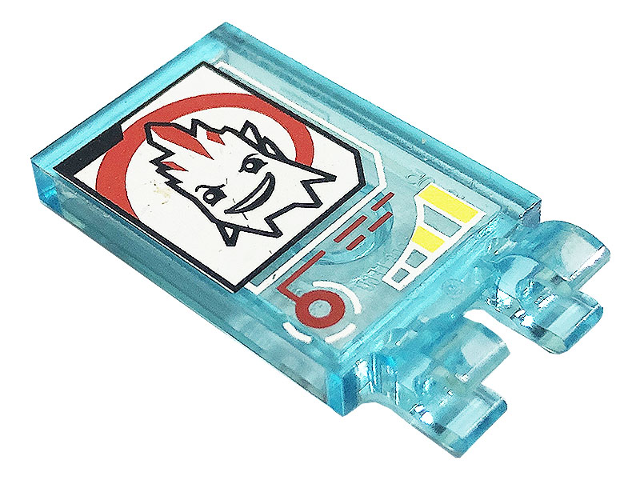 Tile, Modified 2 x 3 with 2 Clips with Evil Face on Rock on White and Red Pattern (Sticker) - Set 41231