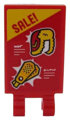 Tile, Modified 2 x 3 with 2 Clips with 'SALE!', Ushanka Hat and Snowshoes Pattern (Sticker) - Set 60203