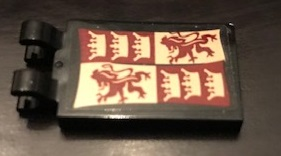 Tile, Modified 2 x 3 with 2 Clips with Gryffindor Banner Pattern (Sticker) - Set 71043