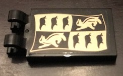 Tile, Modified 2 x 3 with 2 Clips with Hufflepuff Banner Pattern (Sticker) - Set 71043