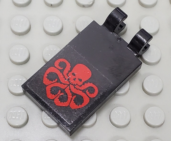 Tile, Modified 2 x 3 with 2 Open O Clips with Red Octopus (Marvel Hydra Logo) Pattern (Sticker) - Set 76048