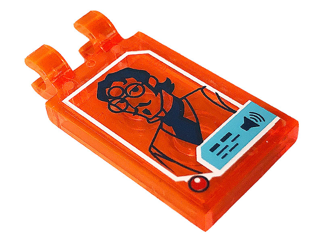 Tile, Modified 2 x 3 with 2 Open O Clips with Screen with White Border, Medium Azure Panel, Man in Glasses, Tie and Vest Pattern (Sticker) - Set 41232