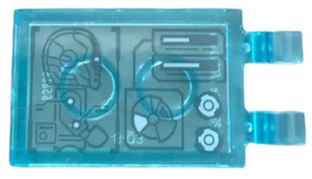 Tile, Modified 2 x 3 with 2 Open O Clips with Display Screen with Iron Man Torso, Helmet and Bar Graphs Pattern (Sticker) - Set 76216