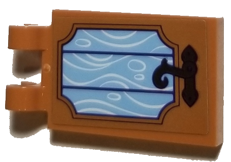 Tile, Modified 2 x 3 with 2 Open O Clips with Medium Blue Window with Latch Pattern (Sticker) - Set 41193