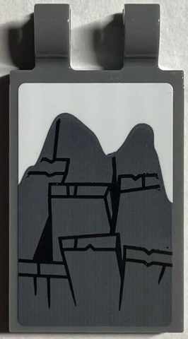 Tile, Modified 2 x 3 with 2 Open O Clips with Wooden Boards with Black Outline and White Snow Pattern (Sticker) - Set 76407