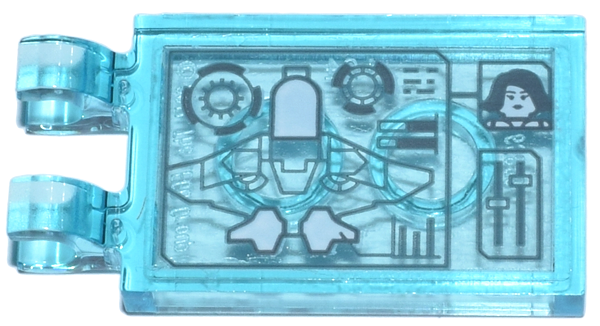 Tile, Modified 2 x 3 with 2 Open O Clips with Digital Display Quinjet, Gauges, and Black Widow Head Pattern (Sticker) - Set 76269