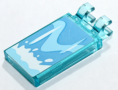 Tile, Modified 2 x 3 with 2 Open O Clips with Waterfall and Splashing Water Pattern (Sticker) - Set 80019