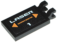 Tile, Modified 2 x 3 with 2 U Clips with White 'LASER 1', Orange 'WORKZONE' and Triangles Pattern (Sticker) - Set 7699