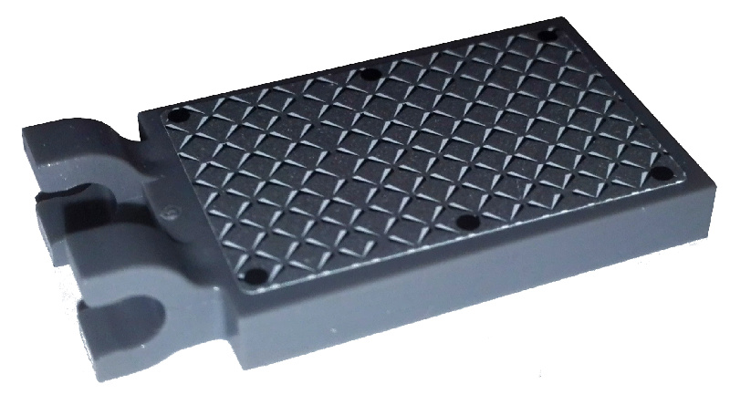 Tile, Modified 2 x 3 with 2 U Clips with 6 Black Rivets on Silver Tread Plate Pattern (Sticker) - Set 7944