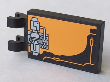 Tile, Modified 2 x 3 with 2 U Clips with Silver Mechanical Pattern Model Left Side (Sticker) - Set 8970