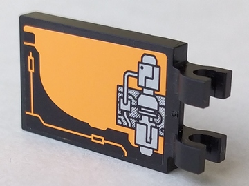 Tile, Modified 2 x 3 with 2 U Clips with Silver Mechanical Pattern Model Right Side (Sticker) - Set 8970